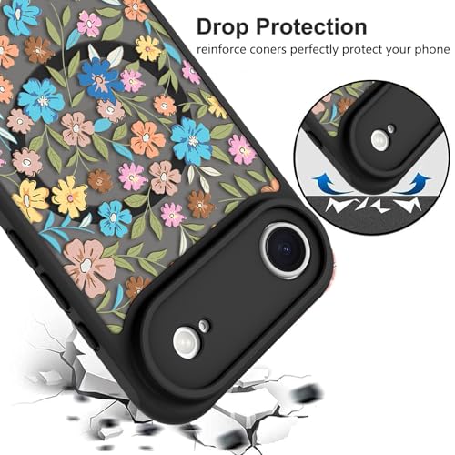 Image of KANGHAR Case Compatible with iPhone Air Flower Pattern | [Compatible with Magsafe] Cute Colorful Blooming Florals Protective Magnetic Case for Girls Women 6.5 inch