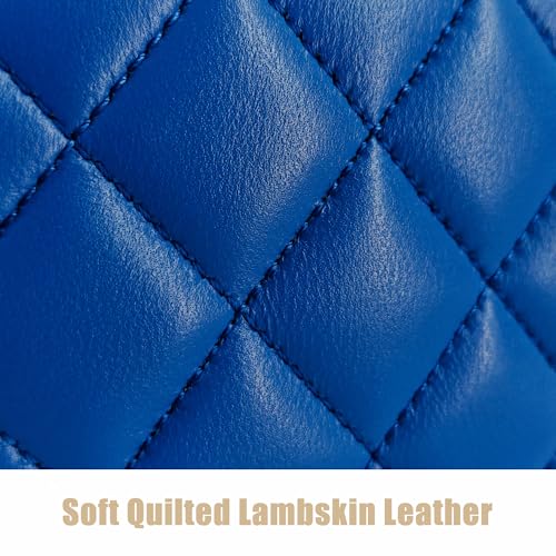 Image of M-ioi-M Small Genuine Leather Purse Quilted Crossbody Bag for Women, Mini Top-Handle Shoulder Handbag w /Gold Chain Strap