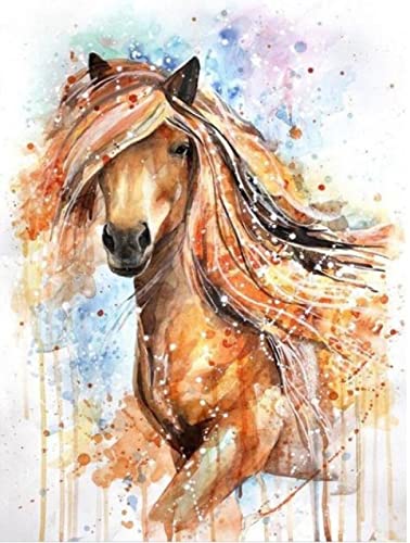 Kit broderie point de croix imprimé 11CT avec motif de cheval à poil long 40x50 cm
