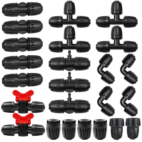 TTioDri 24 Pcs 1/2 Inch Drip Irrigation Fittings Kit, 1/2 Inch Drip Tubing (0.60'-0.65' OD) Parts...