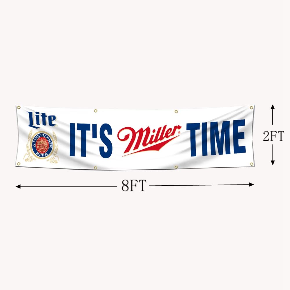 Amazon.com : Miller Lite Flag 2x8feet It's Miller Time Banner for