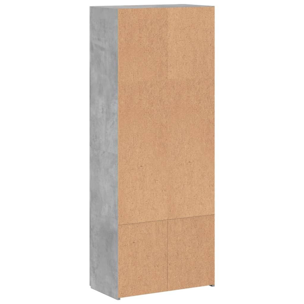 Armadietto in legno grigio cemento, 60 x 32 x 153 cm, con 4 scomparti, chiudibile, per ufficio, casa, studio, documenti, cartelle, cartelle sospese, durevole e stabile