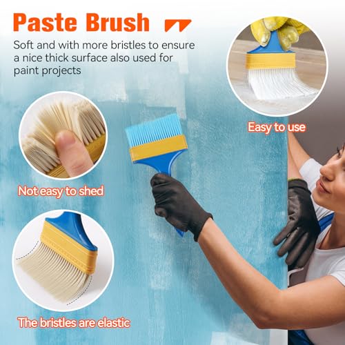 Image of WRAPXPERT Wallpaper Smoothing Tools, Wallpaper Tools for Peel and Stick, Tool Kits for Adhesive Contact Paper, Backsplash Tile, Window Film Installation, with Smoothing Brush, Wall Paper Paste Kit