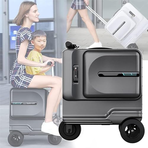 20 Inch Electric Travel Suitcase, Mini Smart Electric Ride-On Luggage, 100Kg Load, for Adults/Teens,Black
