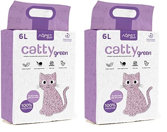 AqpetFriends CattyGreen - Arena para Gatos a la Soja Natural, de Origen Vegetal, con Aroma de Lavanda (Paquete de 2)