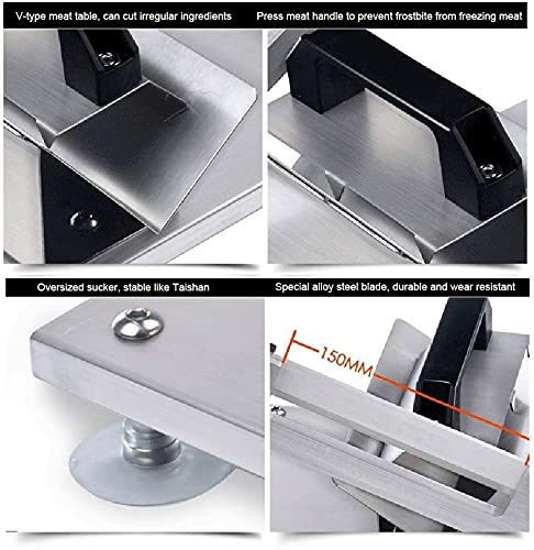 WDSZXH Lebensmittel Slicer Manuelle Fleischschneider, Edelstahlkörper, ergonomisches Design, Rutschfester Komfort… – Bild 3