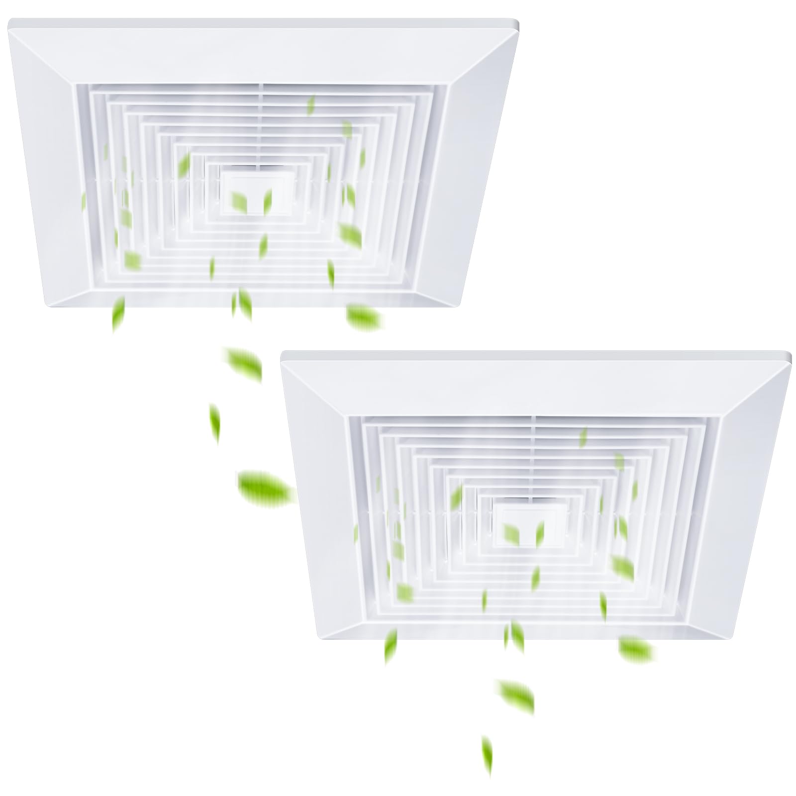 Baquler 2 Pcs Exhaust Bathroom Fan Cover 9.6 x 9.6'' Bathroom Ceiling Grille with Springs Plastic Replacement Vent Fan Fits Models 663 670 671 675 688 689 Ventilation Plastic Cover White