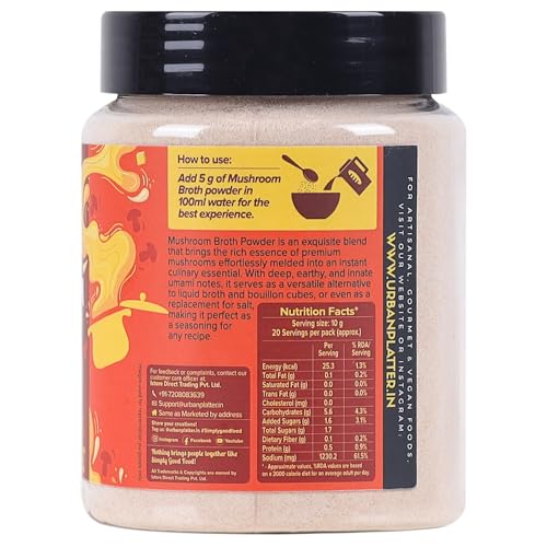 Image of Urban Platter Mushroom Bouillon & Broth Powder, 200g (Plant-Based | Instant Soup Base | MSG-Free | Umami-Rich)