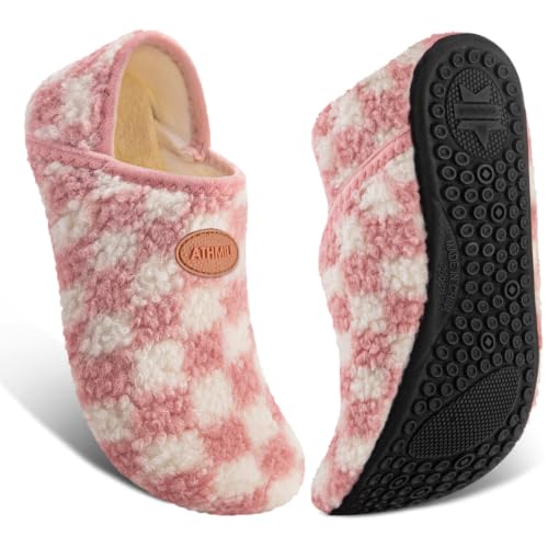 Image of ATHMILE House Slippers for Women Men Indoor Barefoot House Shoes Soft Socks | Furry Slip on Cozy Comfy Flexible Machine Washable Home Bedroom Travel Hospital Yoga Gifts for Mom Grandma