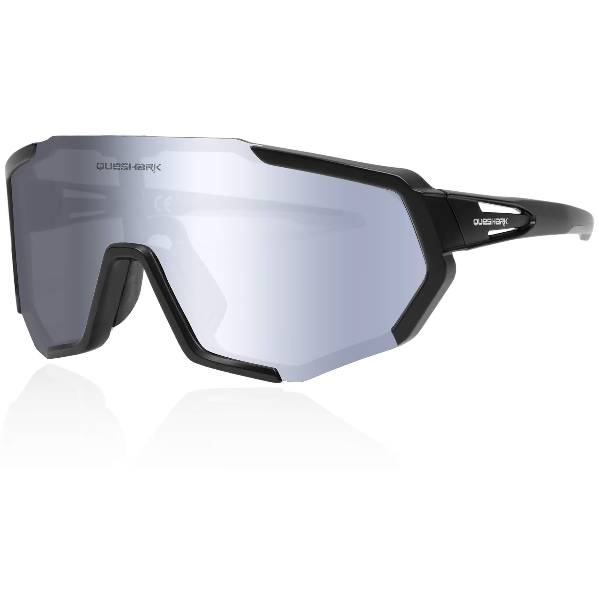 Queshark Fahrradbrille, Schnelle Brille Herren Damen, Leicht & Rutschfest & TR90 Rahmen & UV400 Schutz, Sonnenbrille Sport für Radfahren Laufen Golf Baseball Volleyball