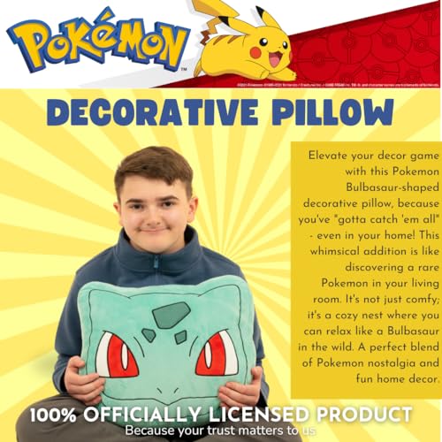 Image of Pokemon Bulbasaur Decorative Plush Pillow - Anime Bedding Accent for Kids - Super Soft, One Size - (Officially Licensed Product) by Franco