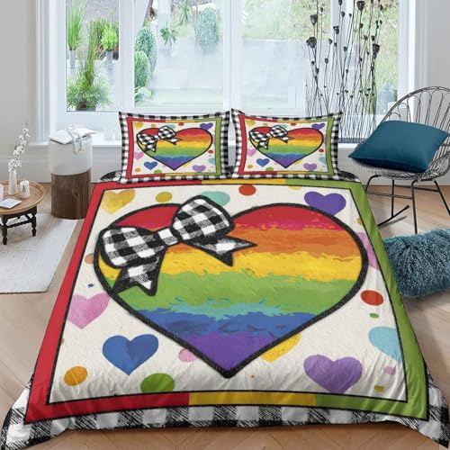 Housse de Couette Arc-en-Ciel 3D Parure Lit Microfibre 140x200