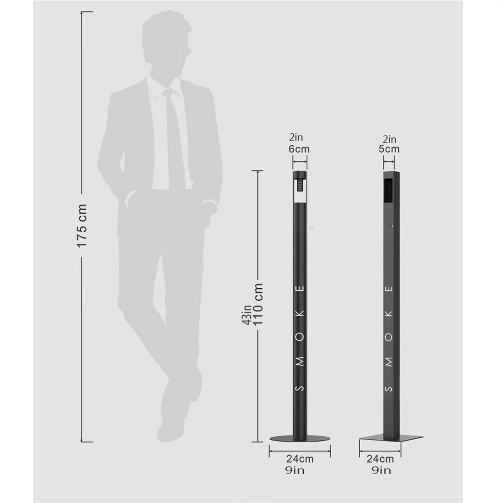 DFEDHF Garbage Cans Outdoor Stainless Steel Ash Pillar Vertical Cigarette Bin Cigarette Butt Trash Can Cigarette Butt Collection Outdoor Outside Trash Bin(B-One Size)