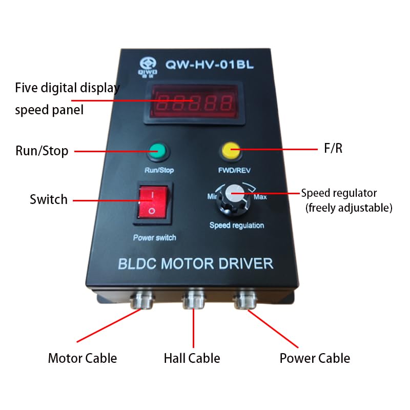 110V/220V 3000/6000rpm 650W 2.07/1.03N.M 80mm Single-Phase Square Brushless DC Motor Low Noise Hall BLDC Motor with Driver Kit (110V-650W 3000RPM)