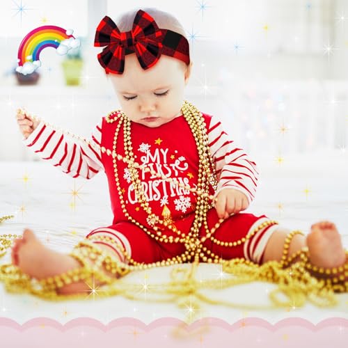Syhood 2 Pieces Christmas Baby Bowknot Headbands Elastic Toddler Plaid Headband Baby Girl Red Buffalo Plaid Bow Knot Headwrap for Girls Toddlers Newborn Party Photography Props Accessories3
