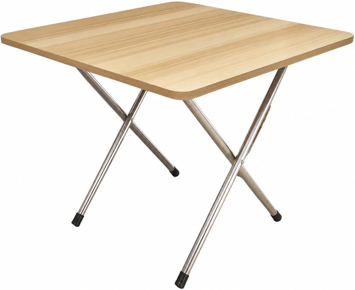 AUTOYSUR Wooden Square Table, Multifunctional Folding Table with Metallic X Shape Stand,Portable Camping Table,Dining table,Garden, Picnic,Coffee table 60x60 cm (Walnut)
