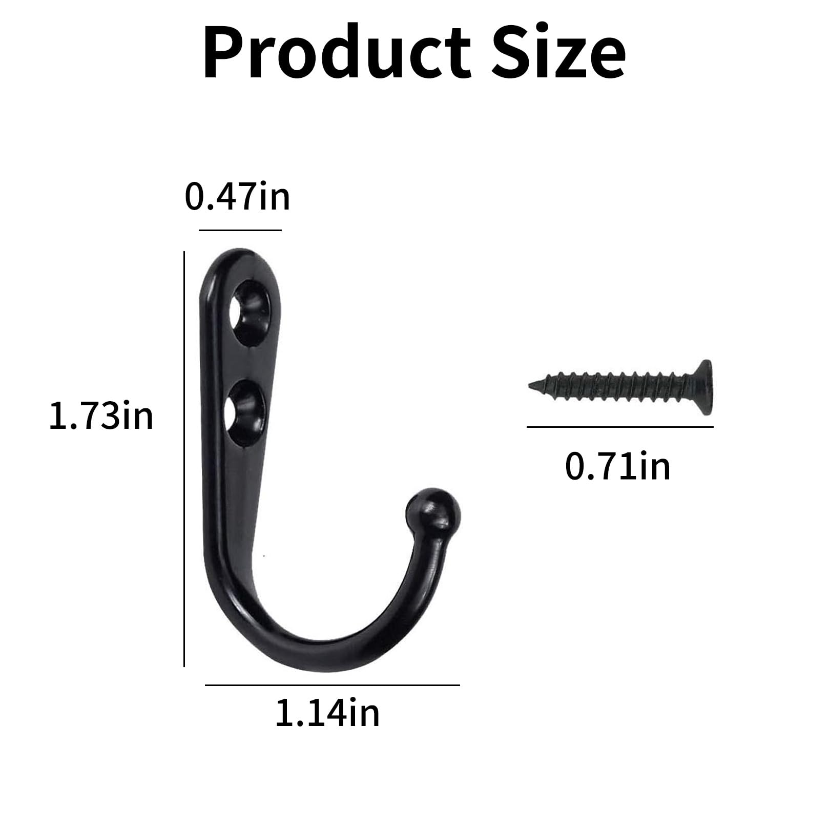 14 Pcs Coat Hooks,Wall Hook Black Metal Hanging Clothes Screw in Hat Key Mounted Single Cupboard Door Robe Modern Ornament Decorative Display Mountable Screws,for Hang in Bedroom Bathroom Kitchen - Image 2