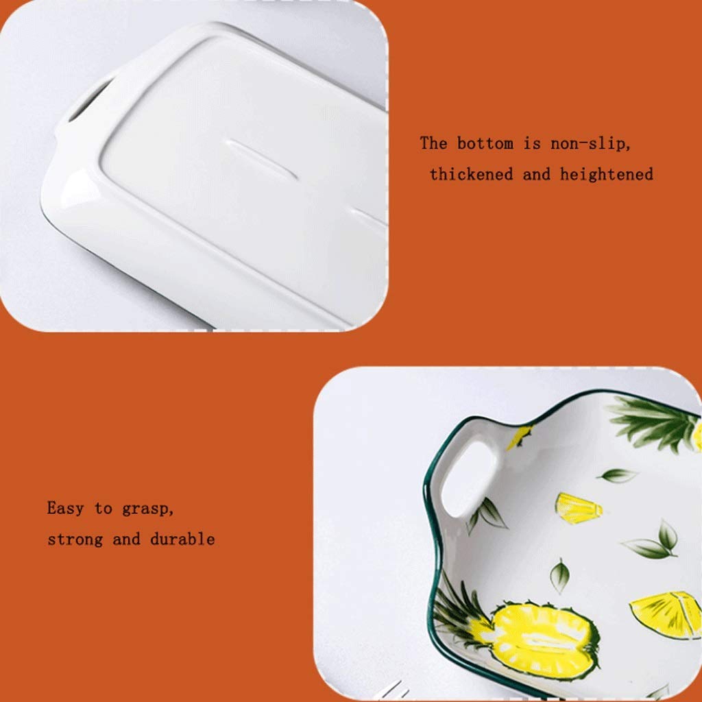 Dinner Plates Binaural Plate Ceramic Household Plate, Rectangular Creative Cutlery Set Suitable for Hotel/Home Tray, Breakfast Dessert Plate Appetizer Dessert Snack Plate