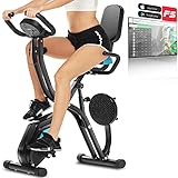 Heimtrainer Fahrrad klappbar, Ergometer Heimtrainer mit 10-stufigem Magnetwiderstand und großem, bequemem Sitz, Indoor Spinning Bike mit Tablet-Ständer und digitalem Monitor