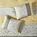 Madison Park Serene Faux Silk Comforter Set - Floral Embroidery Design, All Season Bedding Set, Matching Bed Skirt, Decorative Pillows, Yellow King(104