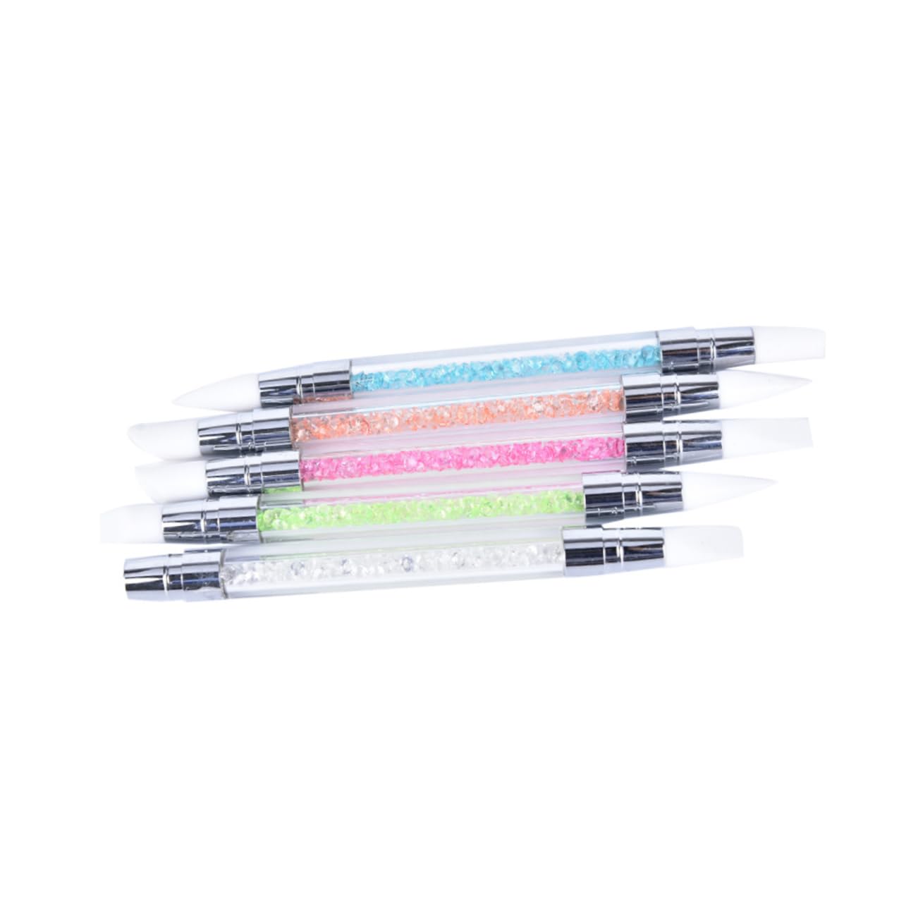 MUCKLILY Nail Art Silicone Carving Pen Set Dual Tipped Acrylic Handle Brushes for Flower Patterns Comfortable Nail Tool for Salon Home Use Green