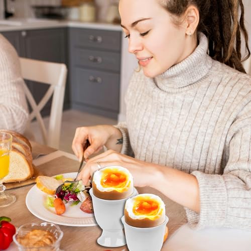 qhklew 6 Stück Eierbecher Keramik, Eierhalter Set, Eierbecher Porzellan, Tablett Frühstück Egg Cup Halter, Kleine Weinglasform, Eierbecher für Hart und Weichgekochten Eiern – Bild 3