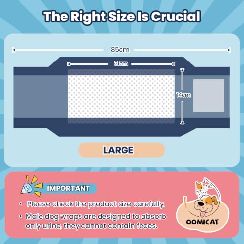 Image of Dog Diapers Male Large 50 Ct, Super Absorbent Male Dog Wraps with Wetness Indicator, Soft Pearl Weave Non-Woven Fabric, Fit for Golden Retriever, Labrador, Husky