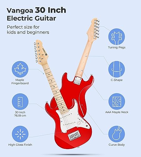 Image of Vangoa 30 Inch Kids Electric Guitar Starter Kit with Amp - Red