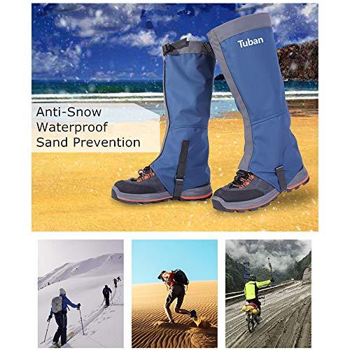 1Pair Leg Gaiters Waterproof Snow Boot Gaitors 420D Anti-Tear Nylon Fabric Leggings Cover for Outdoor Fishing Skiing Walking Hiking Climbing Hunting (Black, M) - Thumbnail 2