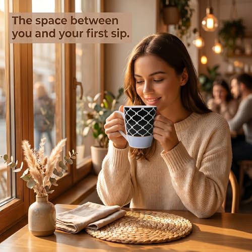 Image of UPC Noir Lattice Mug Set of 2 | Black Pattern Coffee Cups | Ceramic Tea Mugs for Modern Homes