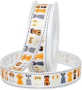 Morex Ribbon Precious Pets - Front and Back Dogs Ribbon, Satin, 7/8 inch by 20 Yards, White