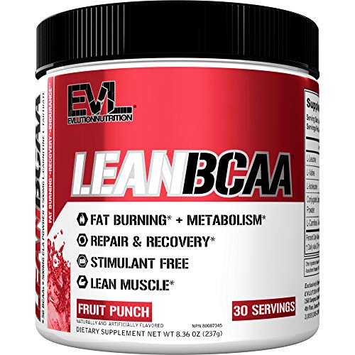 Evlution Nutrition LeanBCAA, BCAA’s, CLA and L-Carnitine, Stimulant-Free, Recover and Burn Fat, Sugar and Gluten Free, 30 Servings (Fruit Punch)