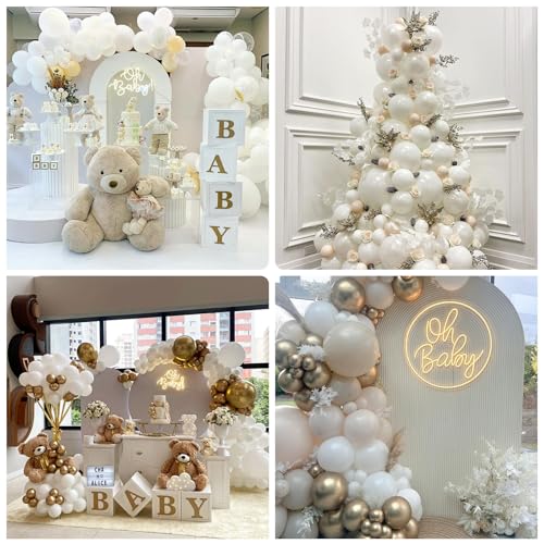 Image of Jobkoo White Balloons, 30pcs - 12inch, White Matte Latex Balloons for Arch, Garland, Bouquet, Party Decorations, BLSR010