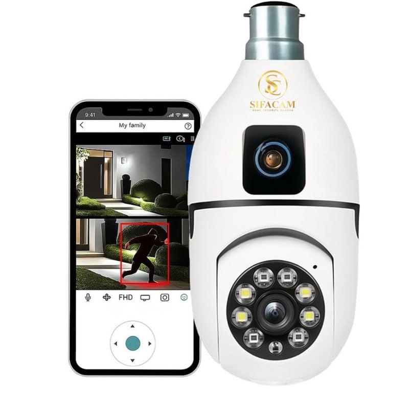 CamPro Wi-Fi Wireless Bulb Shape Outdoor Indoor 360° Smart Home Security CCTV Camera 24x7 Continuous Recording with Motion Sensor, Auto Tracking Two Way Audio, (Dual Lens Light Bulb)-image-18