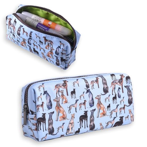 LParkin Sausage Dog Pencil Case with Zipper - Animal Pencil Pouch for Girls Office Stationery Organizer Cosmetic Bag Coin Pouch (Blue)