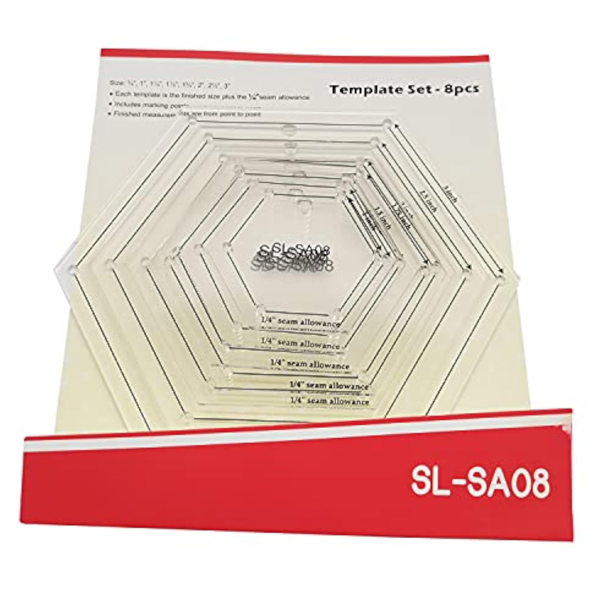 Mini Hexagon Quilting Template Set, 8pcs
