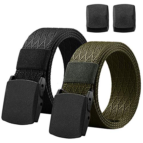 Chalier 2 Pacchi Cintura Uomo Tattica in Tela in Stile Militare, 130cm Tessuto Cinta Uomo in Nylon（2 Fibbie di Plastica）