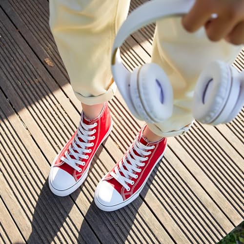 Image of ZGR Womens High Top Canvas Sneakers,Lace-up Canvas Shoes,Casual Tennis Walking Shoes