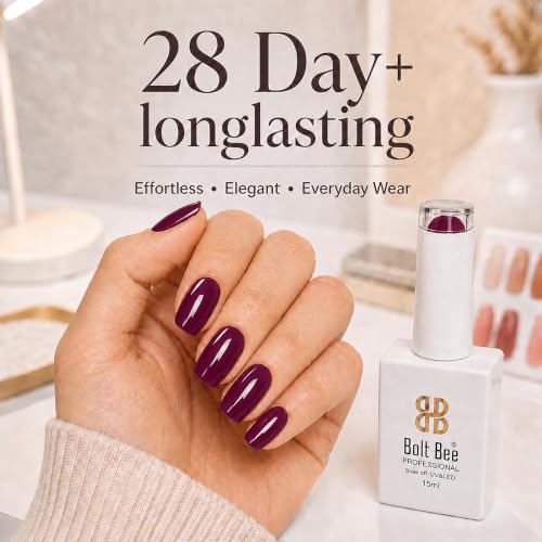 Image of Bolt Bee Maroon Color Gel Nail Polish Soak Off UV Gel 15ML DIY at Home Manicure Salon Nail Art