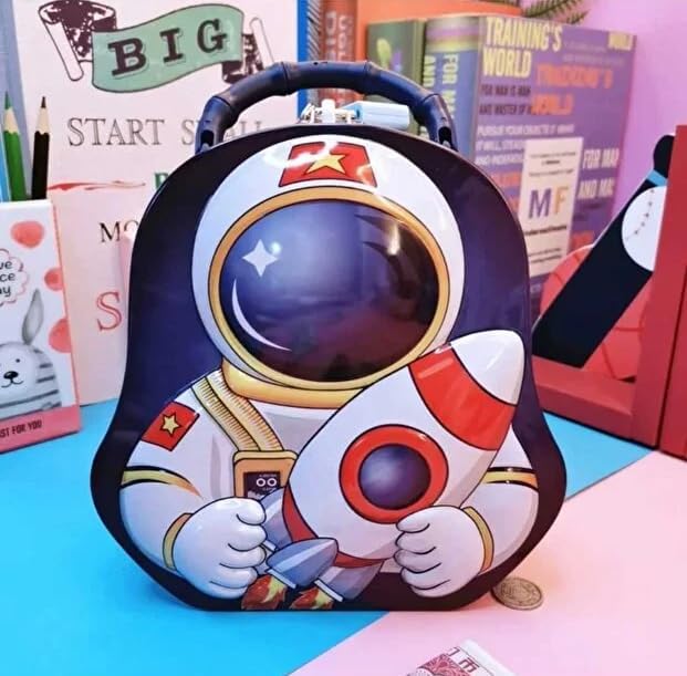 Image of Money Saving Bank with Coin Slot / /Creative Cartoon Design Money Bank / /Plastic Piggy Bank for Boys & Girls (Pack of 1) (Space - Blue)