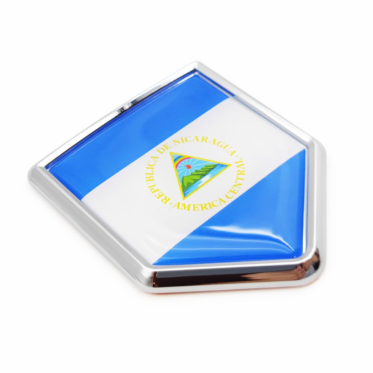 Overdecor Nicaragua Flag Decal Stickers Car Emblem Nicaraguan Car Accessories Decorations Chrome Shield Flag Sticker Decals for Cars Truck Vehicles, 2