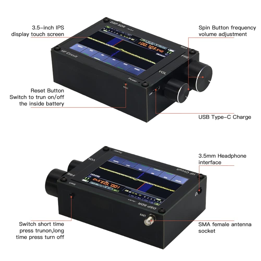 Lisher 50KHz-2GHz Malachite-DSP1 Ricevitore SDR Malachite 3.5Inch Display Battery Inside Firmware