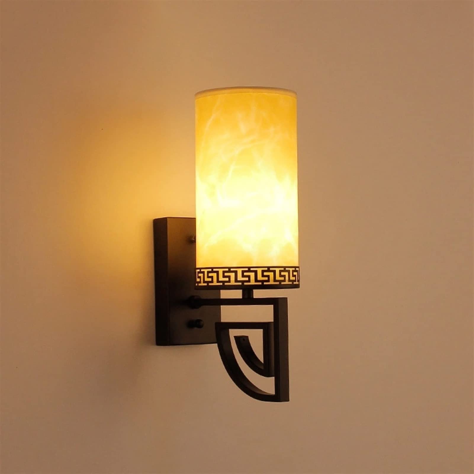 VDOQTLJT European Wall Light American Simple LED Bedside Sconce Retro Chinese with PVC Lampshade Ony Corridor Bronze Matte Black Dective Lamps [Energy Class A+] ng(5V)
