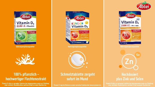 Abtei Vitamin D3 3000 I.E. – Schmelztabletten Mit Zitronengeschmack Für Immunsystem & Knochen