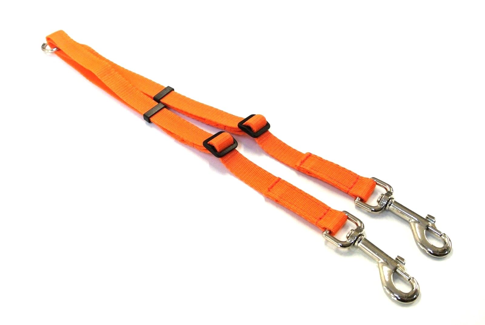 Dog Coupler/Splitter Lead Dual Walking Leash Adjustable 20mm Webbing 2 Way Splitter (Orange)