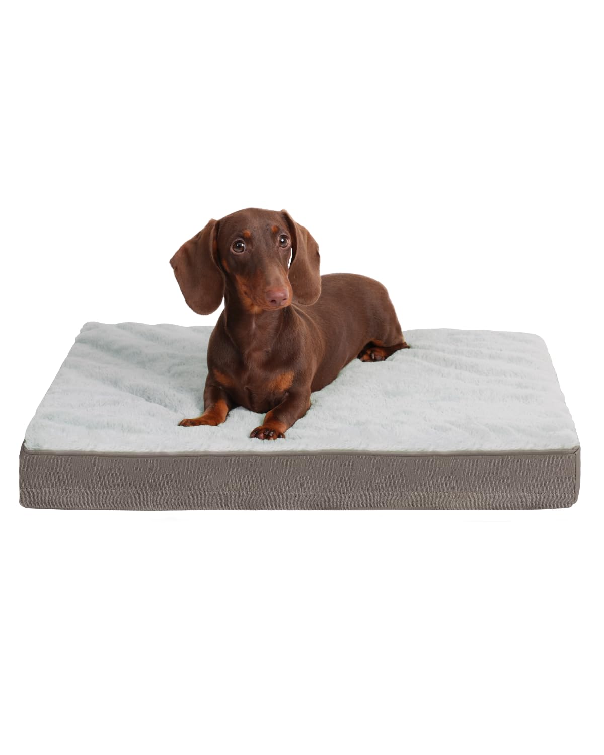 KSIIA Orthopedic Dog Crate Bed Waterproof Dog beds for Small Dogs Deluxe Plush Washable Pet Mat with Egg Crate Foam & Removable Cover, 21 x 13 Inch, Gray