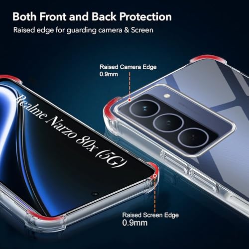 Image of Jkobi Shockproof Crystal-Clear Back Cover for Realme Narzo 80x (Anti Yellow Case | Drop & Camera Protection | Hard Polycarbonate)