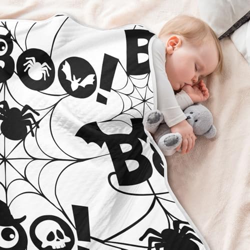 Ollabaky G383908818P749C793S1730 Boo Spider Web Monster Halloween Unisex Baby Blanket Boys Girls Cotton Throw Blanket Swaddle Blanket thumb #4