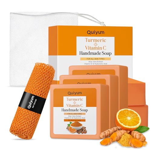 Savon curcuma lot de 5 pains gommants vitamine C corps