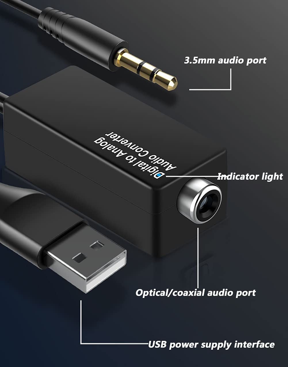 Decodificatore Audio, convertitore Audio da Digitale ad analogico, Jack Ottico coassiale da 3,5 mm, decodificatore Audio DAC USB